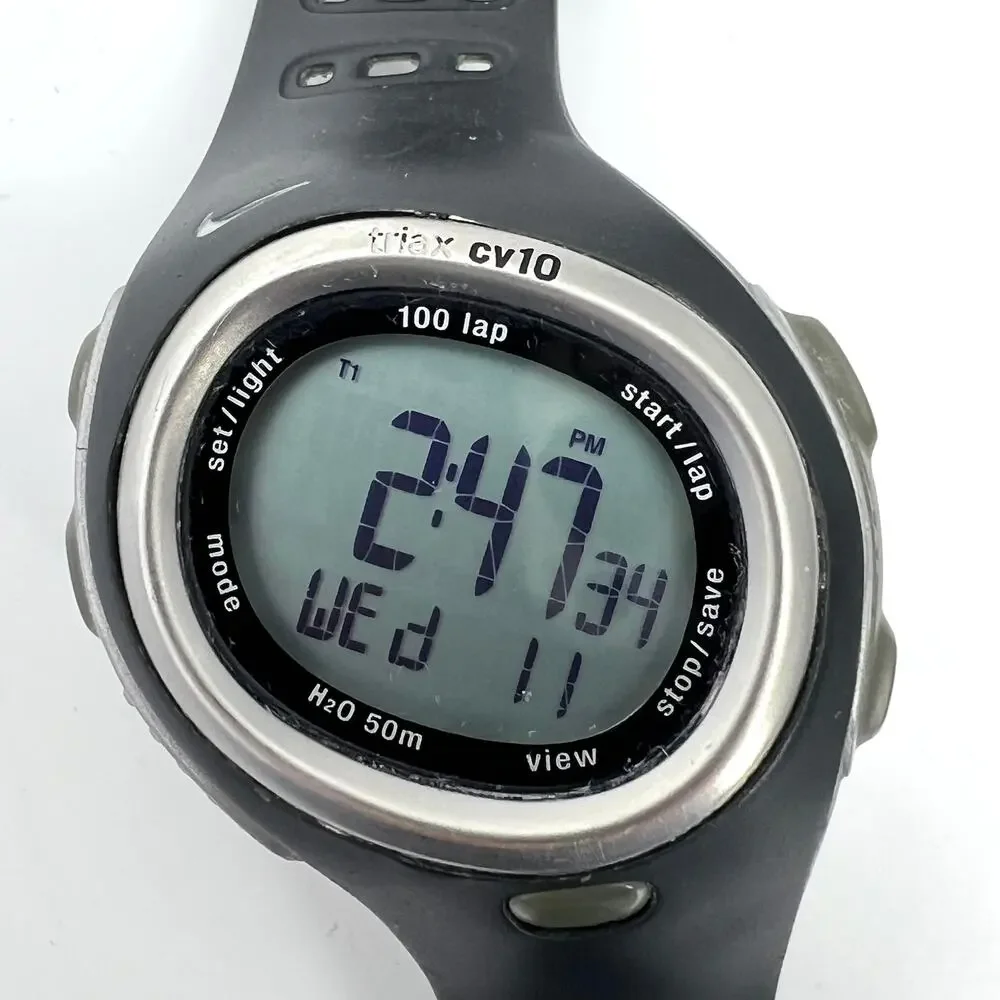 Nike Black Gray Triax CV10 SM0020 Wrist Watch Works